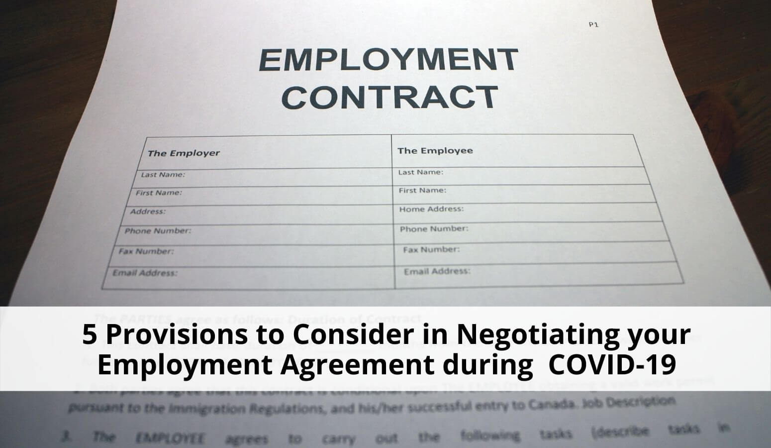 Featured image for “5 Provisions to Consider in Negotiating your Employment Agreement during  COVID-19”